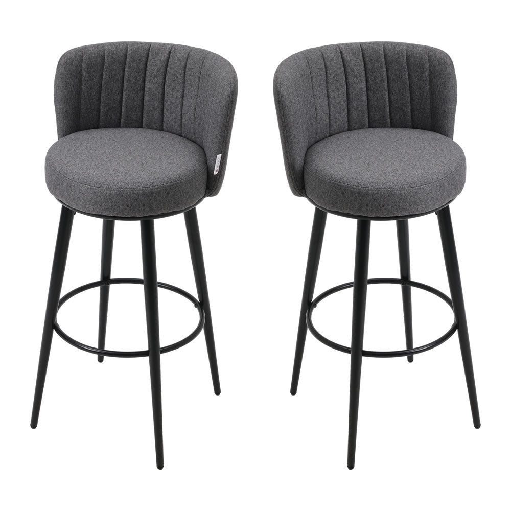 2 Pcs Premium Linen Upholstered Bar Stool | Grey