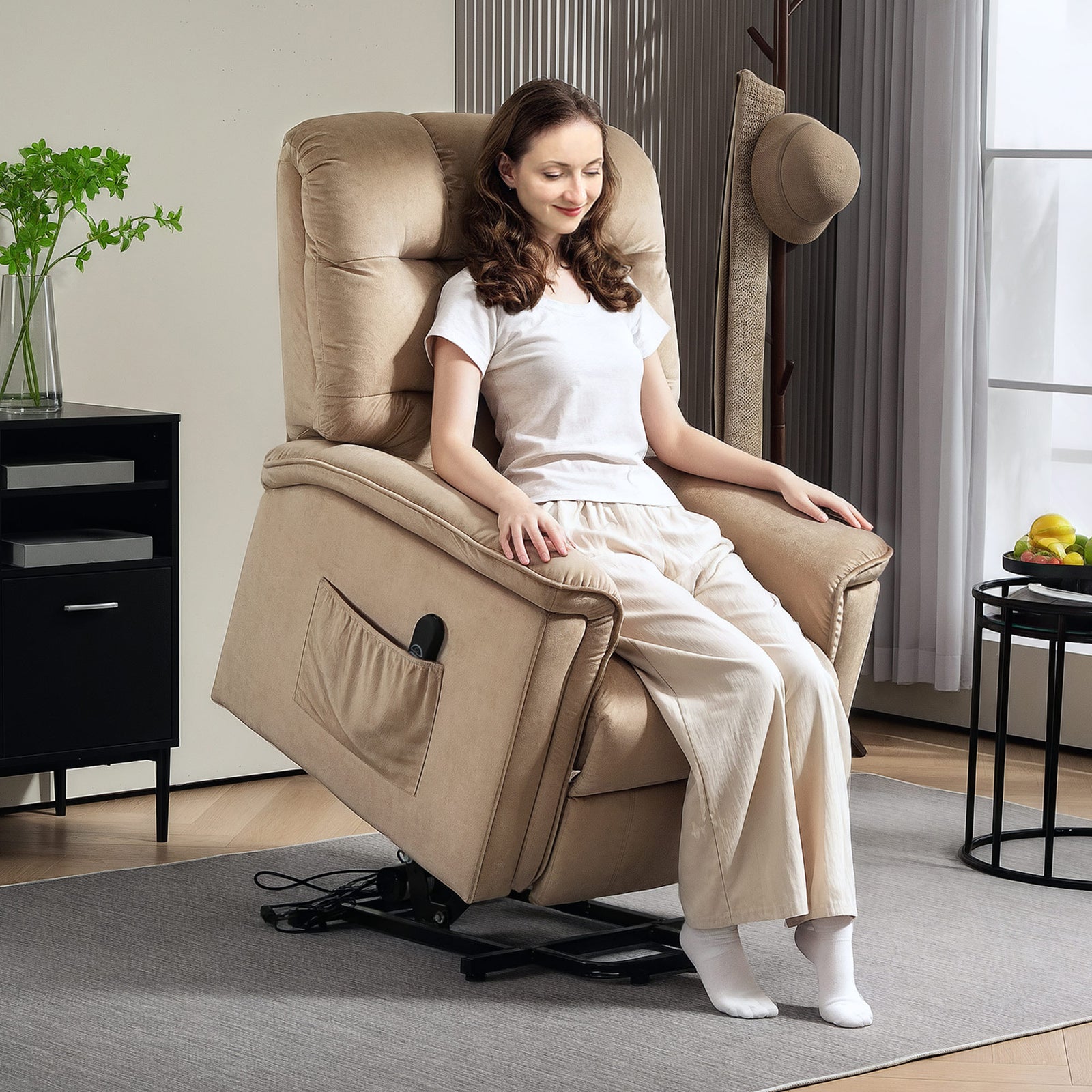 Power Lift Recliner Chair For Elderly W/ Remote Control | One Size | Beige