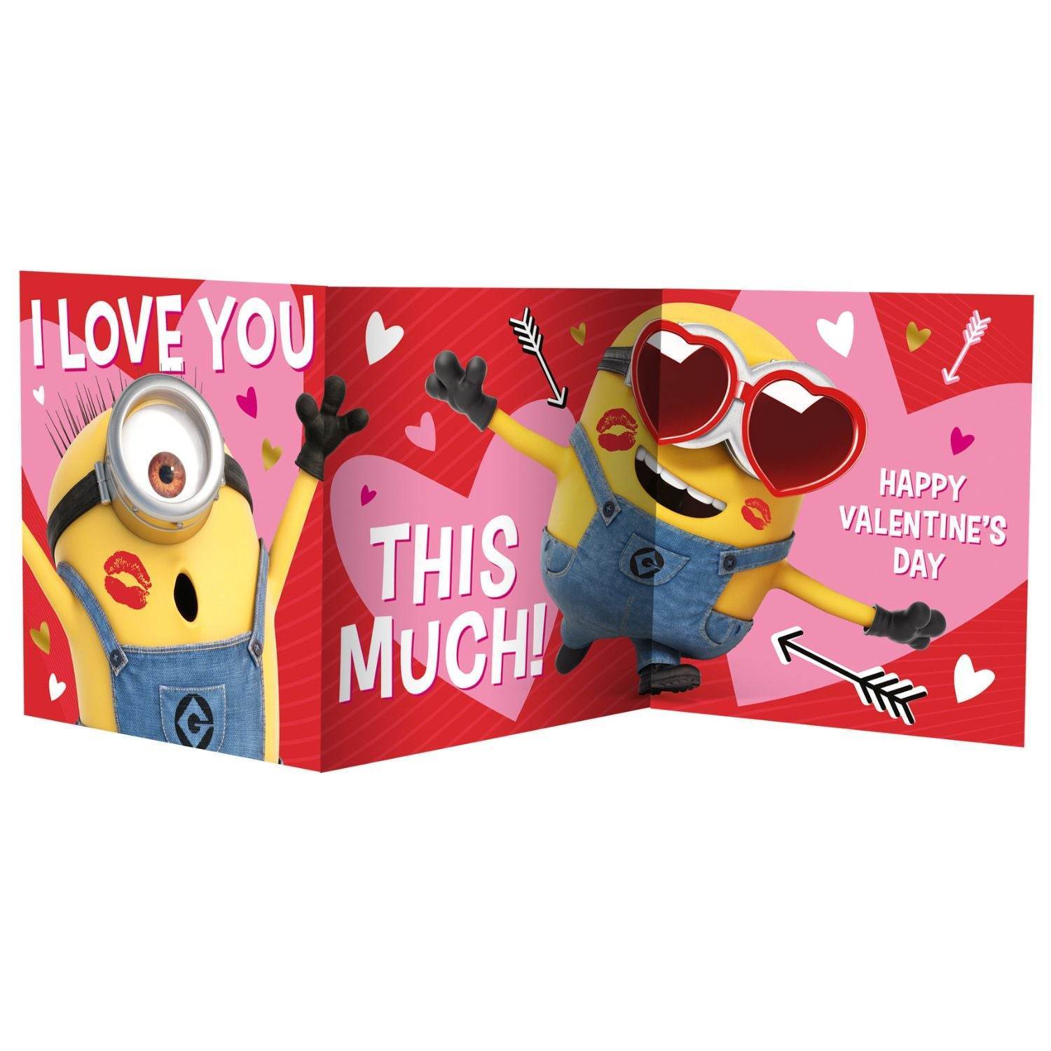 Minions 'i Love You This Much!' Valentine's Day Fold Out Card Official Product