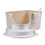 Semi-enclosed Cat Litter Box With Staircase And Scoop Open Top Design, Easy To Clean