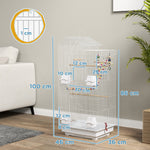 Bird Cage For Budgies, Finches, Canaries W/ Toys, Tray, White | White