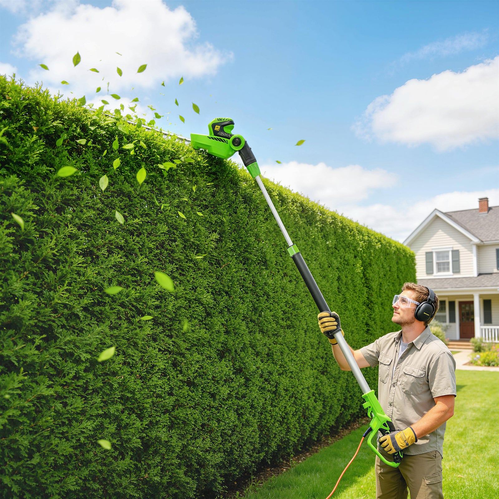 Outsunny 2.6m Corded Extendable Hedge Trimmer With 90 Adjustable Head