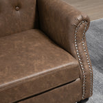 Chesterfield Style Wing Back Armchair Tufted Accent Chair | One Size | Brown