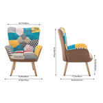 Breeins Cozy Linen Upholstered Block-Stitch Lounge Chair with Wooden Base