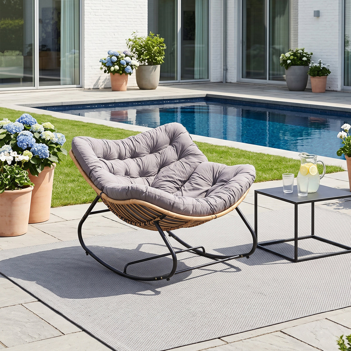 Modern Rocking Chair with Cushion – Large | Grey