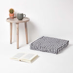 Cotton Thin Striped Floor Cushion | 50cm x 50cm | Black