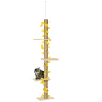 242cm Adjustable Floor-to-ceiling Cat Tower W/ Anti-slip Kit | Yellow