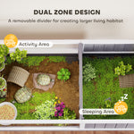 PawHut Wooden Tortoise House With Dual-zone Habitat Stand Legs, Grey