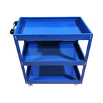 Tool Storage Heavy Duty Durable Garage Trolley Workshop 3 Tier Wheel Cart Shelf | Blue