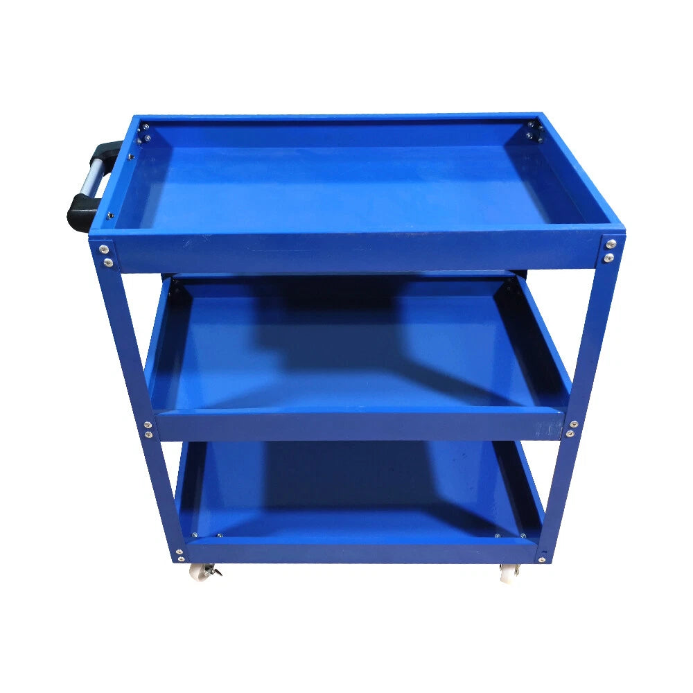 Tool Storage Heavy Duty Durable Garage Trolley Workshop 3 Tier Wheel Cart Shelf | Blue