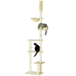 Floor To Ceiling Climbing Cat Tree Tower, 230-250cm Height, Beige
