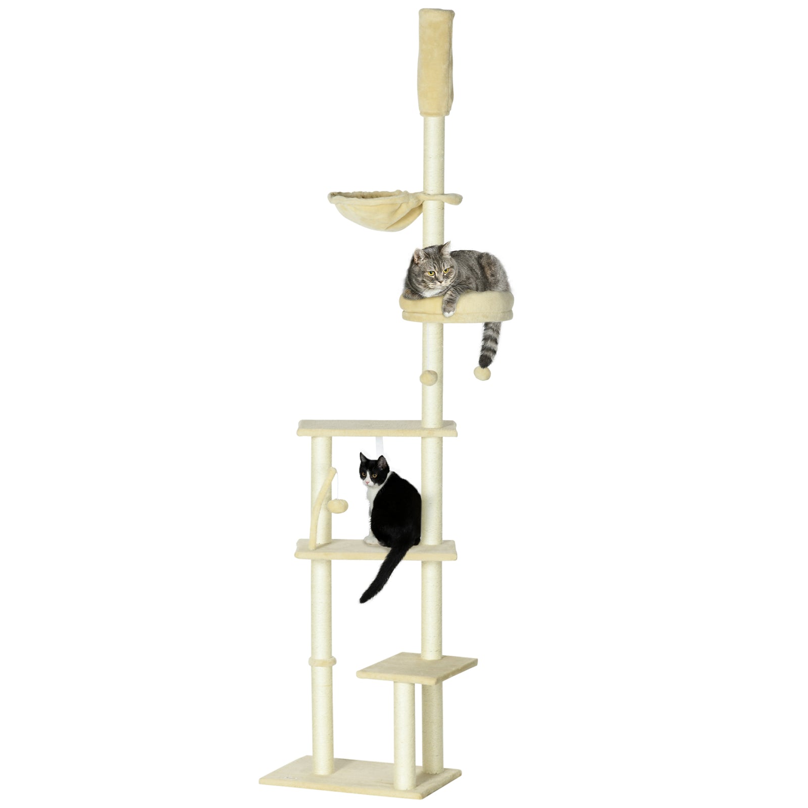 Floor To Ceiling Climbing Cat Tree Tower, 230-250cm Height, Beige