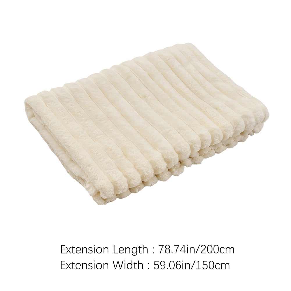 Cozy Striped Throw Blanket Soft Double-sided Use, Warm, Fade-resistant & Easy To Clean | Double | Beige