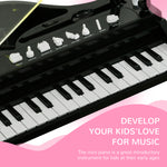32 Keys Kids Piano Keyboard With Stool, Lights, Microphone, Black | Black