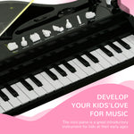 32 Keys Kids Piano Keyboard With Stool, Lights, Microphone | Black