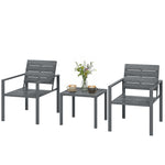 3 Pieces Garden Bistro Set For 2, Outdoor Bistro Table And Chairs | Dark Grey