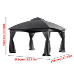 4x3.25m Outdoor Garden Gazebo with 4-Side Netting, Steel Frame Canopy Shelter