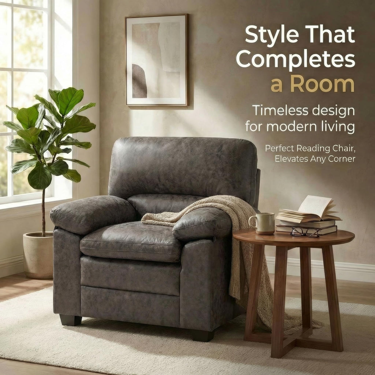 Oxford Faux Leather Sofa 1 Seater | Chocolate