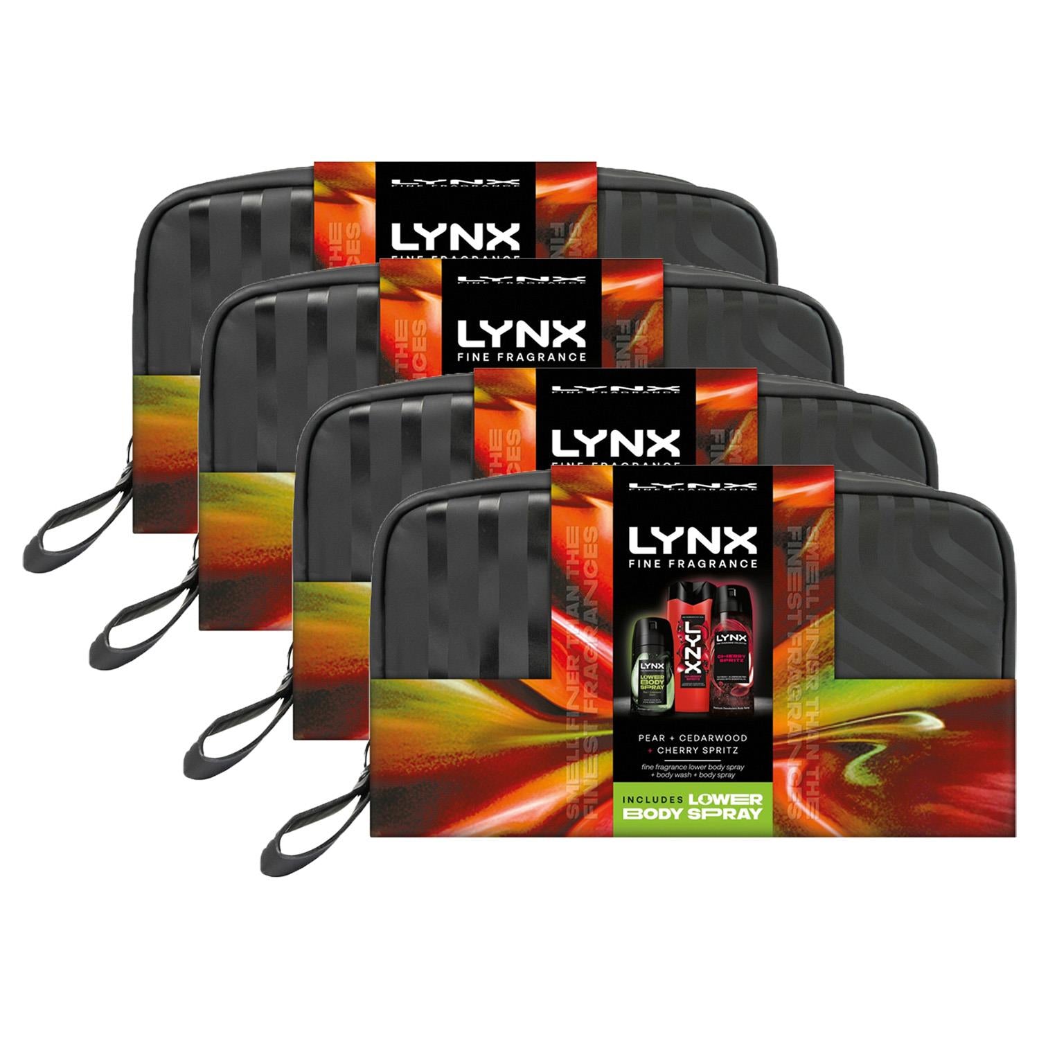 Lynx Cherry Spritz Washbag Collection Gift Set, 3 Piece Each