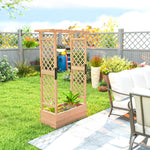 Raised Garden Bed With Trellis 110x44x181cm Natural