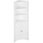 Corner Bathroom Cabinet, Double Doors Adjustable Shelves