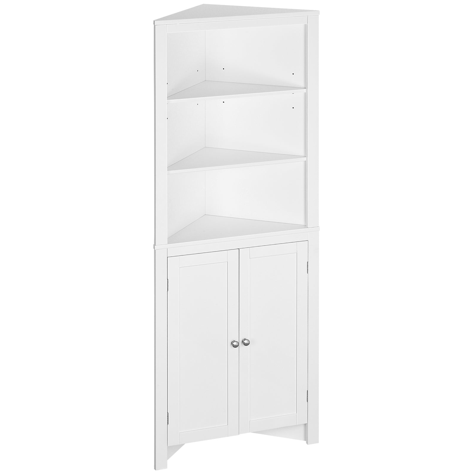 Corner Bathroom Cabinet, Double Doors Adjustable Shelves
