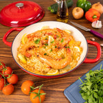 Shallow Cast Iron Casserole Pot With Lid  - 30cm , 3.7-quart | Red