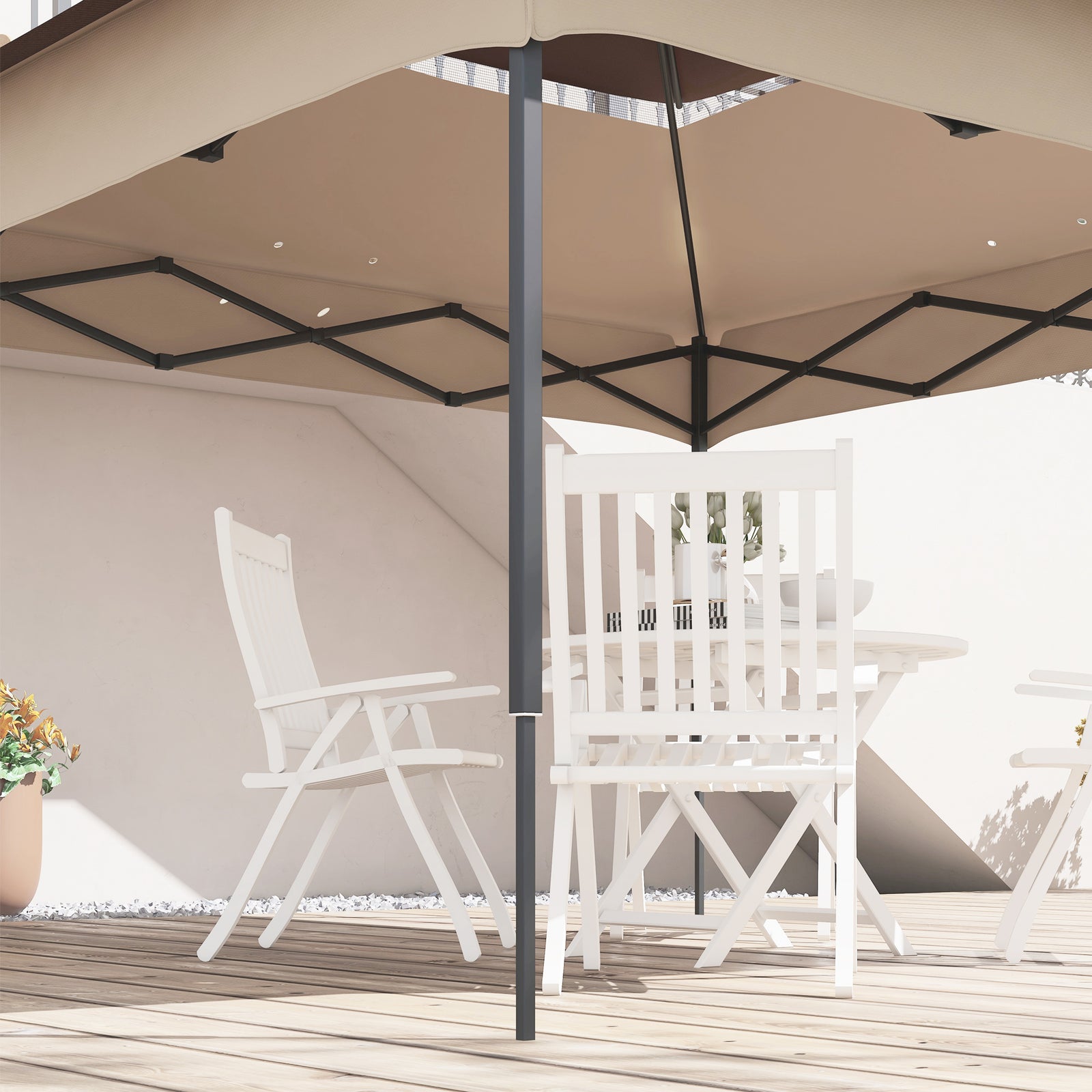 2-tier Gazebo Cover Replacement, 30+ Uv Protection | Beige