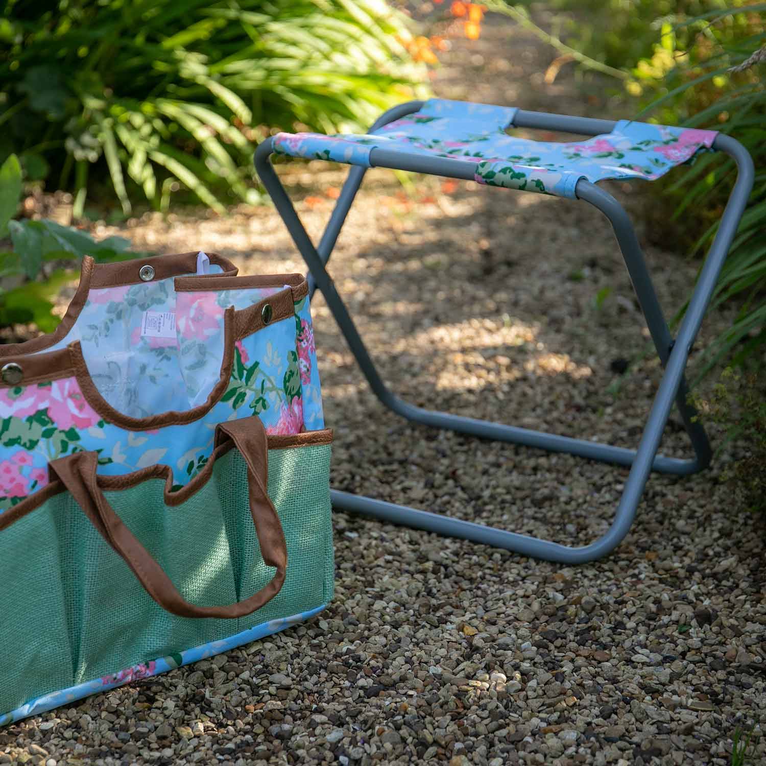 Floral Tool Stool - Foldable Seat With Detachable Jute Tote | Rose