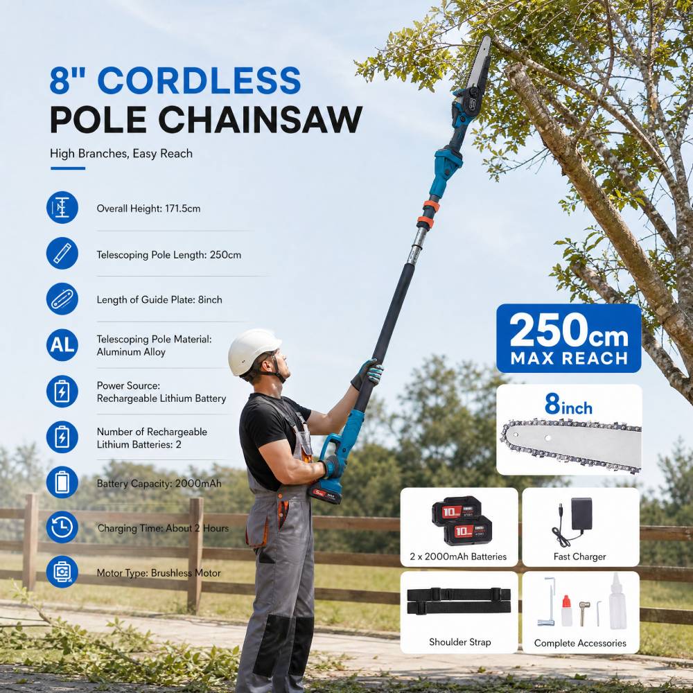 Cordless 6-inch Gardening Electric Chainsaw With Telescoping Pole
