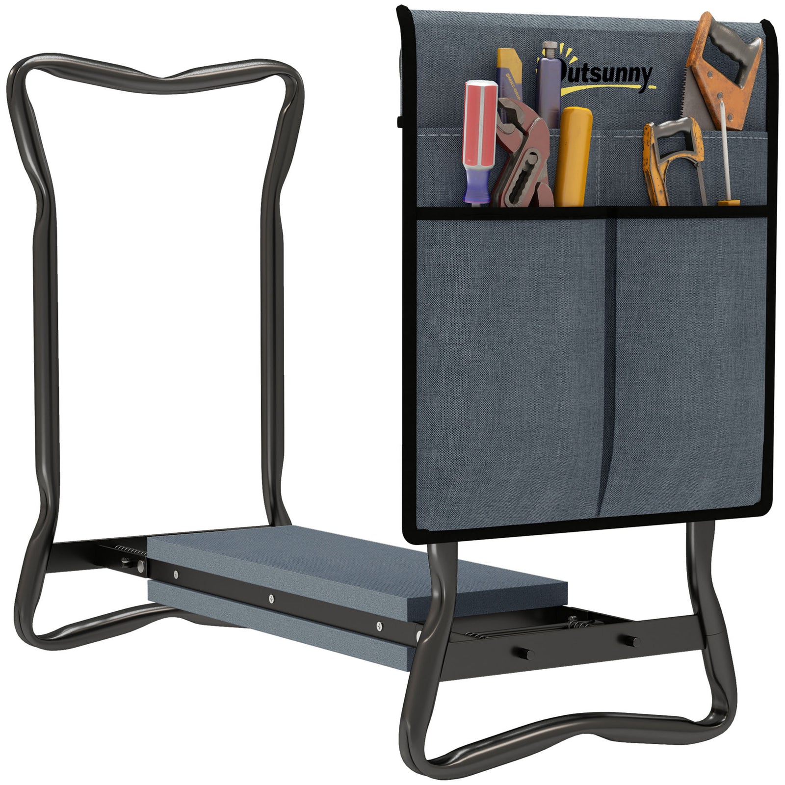 Garden Kneeler Foldable Seat Bench Eva Foam Pad W/ Tool Bag
