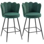 Barstool With Petal Backrest For Kitchen Island | Set of 2 | Dark Green