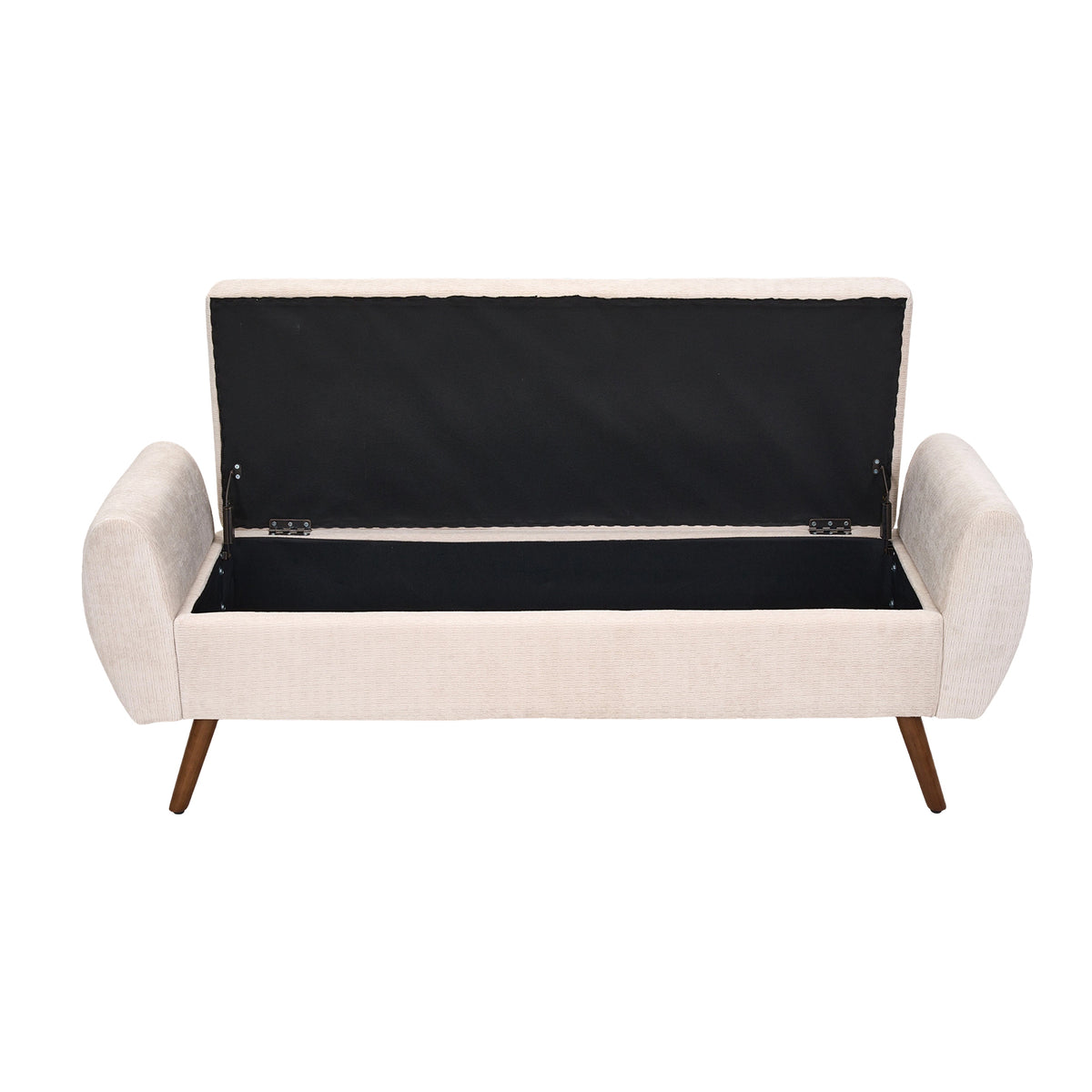 Chenille Upholstered Storage Bench | One Size | Beige