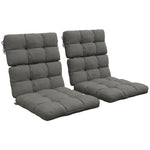 2pc Outdoor Seat Cushion With Backrest, Ties, For Garden | Charcoal Gray