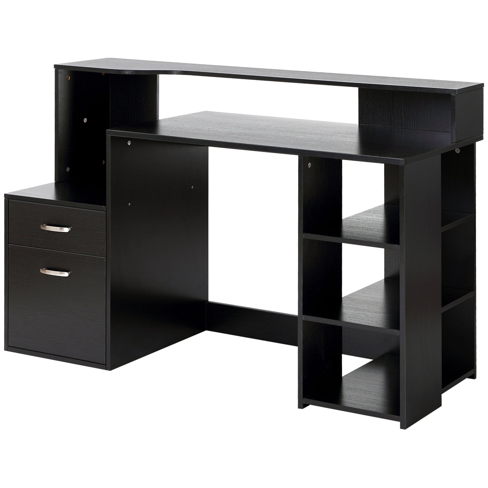 Multi-storage & Workstation Desk Table Storage Shelves Home | Jet Black