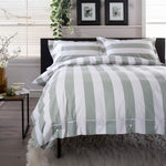 West End Stripe 100% Cotton Duvet Set – Soft & Breathable Bedding | Single | Green