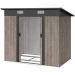 7x4ft Outdoor Metal Storage Shed, Grey