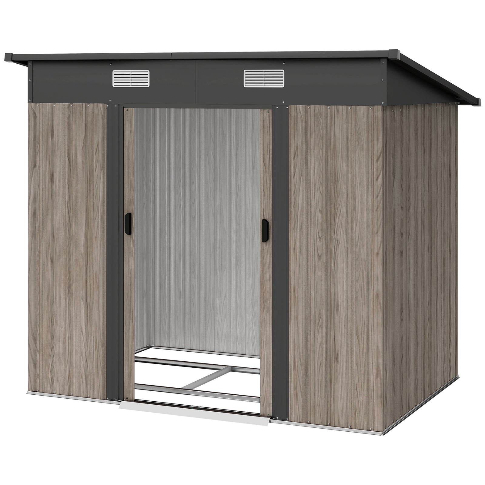 7x4ft Outdoor Metal Storage Shed, Grey