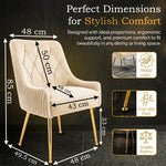 Dining Chairs Upholstered Tufted Velvet Kitchen Chairs | Set of 2 | Cream