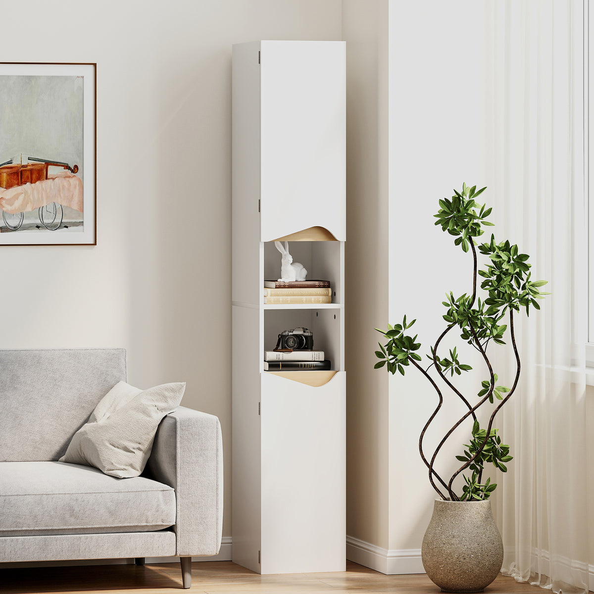 HOMCOM Slim Bathroom Storage Cabinet, Tall Bathroom Cabinet With 2 Doors
