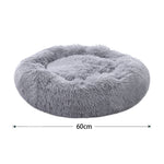 Dia 60cm Calming Donut Plush Dog Cuddler Bed Round Dog Bed | Large | Light Grey