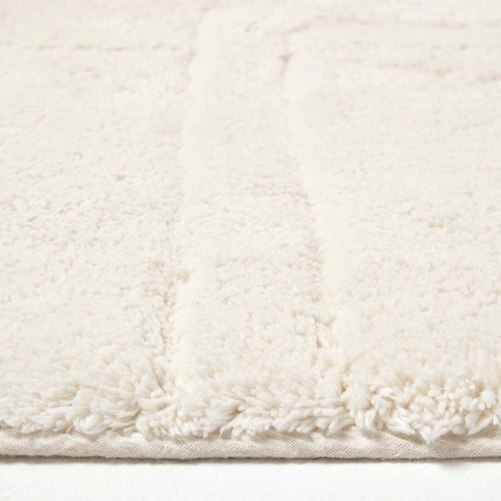 Cotton Tufted Rug Union Jack Plain Embossed Mat | 50cm x 75cm | Ivory