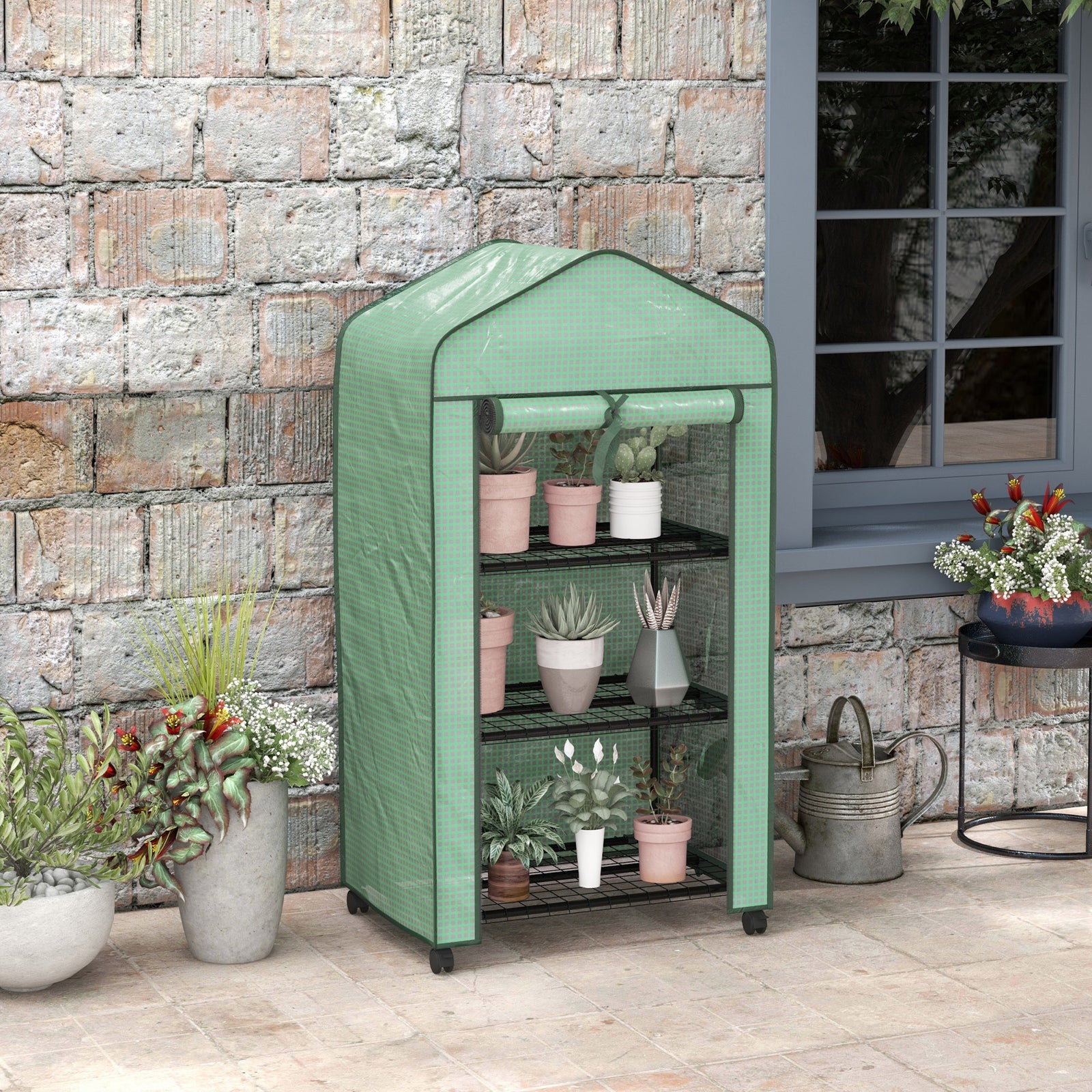 3-tier Mini Greenhouse W/ Pe Cover | Green