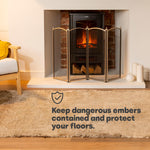 Livivo Freestanding 4 Panel Fireplace Screen Nickel Mesh Fire Spark Protector