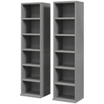Set Of 2 Cd Storage Units Adjustable Shelves High Gloss | One Size | Gray
