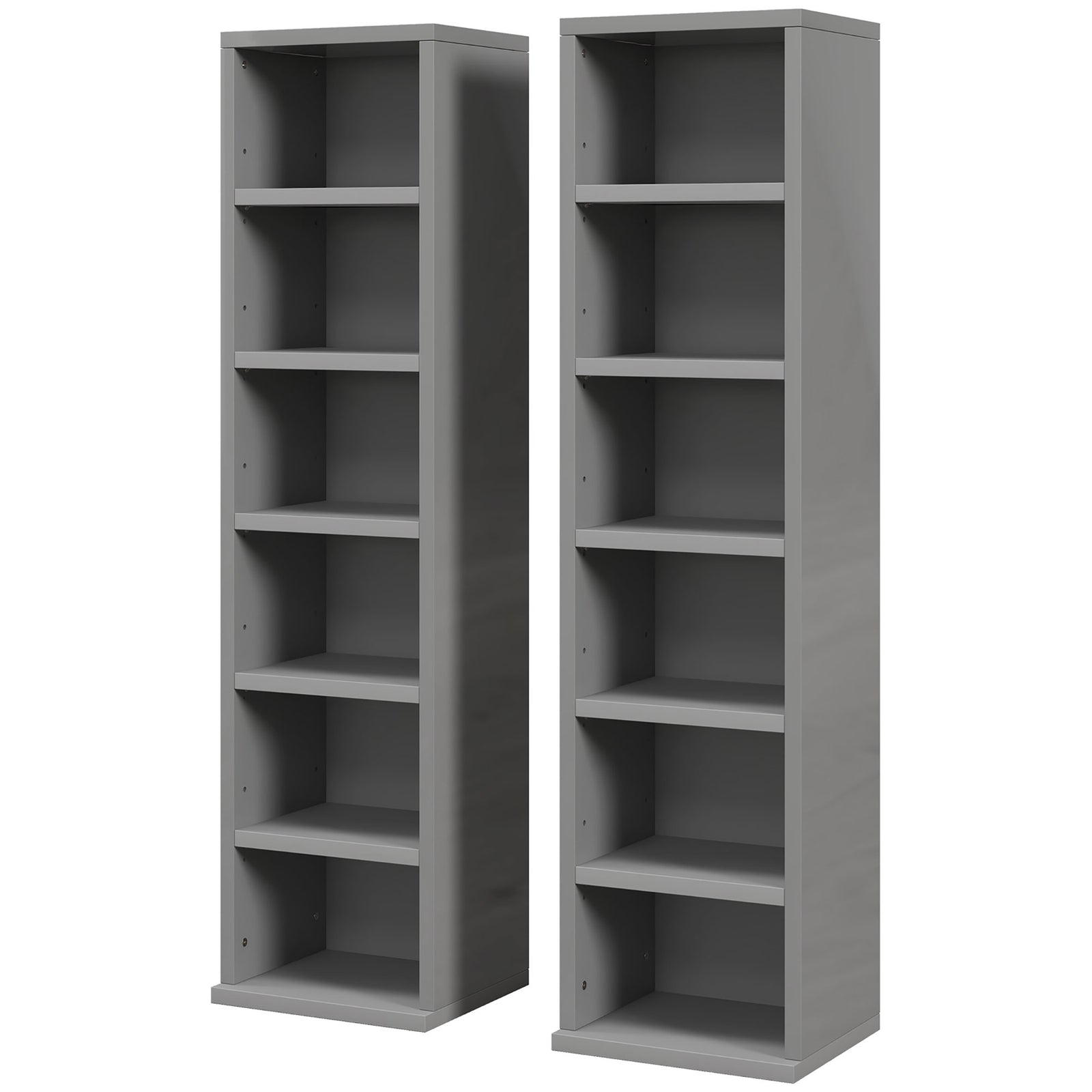 Set Of 2 Cd Storage Units Adjustable Shelves High Gloss | One Size | Gray