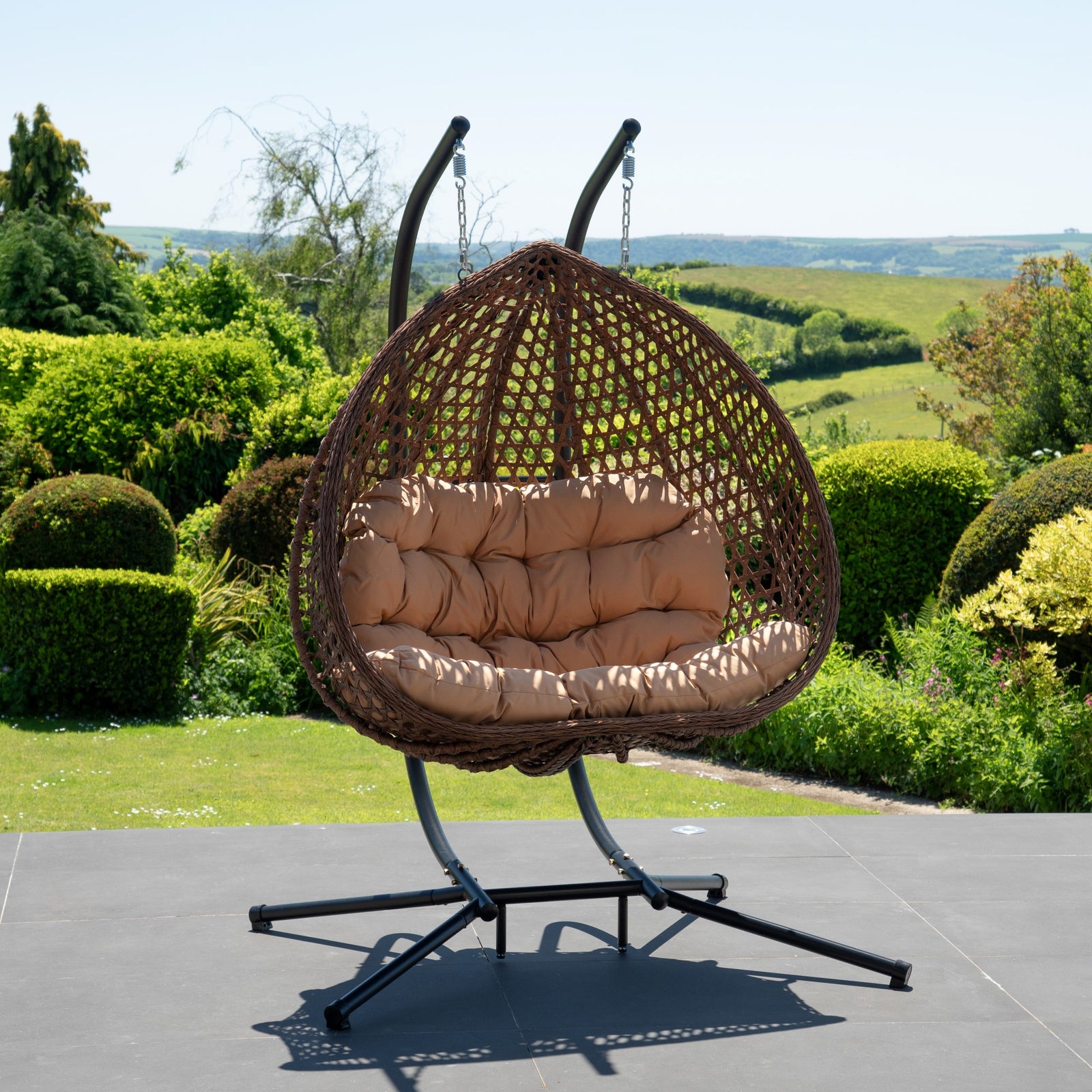 Alston Double Garden Hanging Egg Chair | Brown