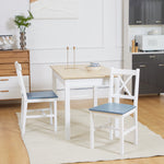 Wood Dining Chairs Set Of 2 W/ Cross Back | White