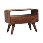 Solid Wood Mini Chestnut Curved Media Unit
