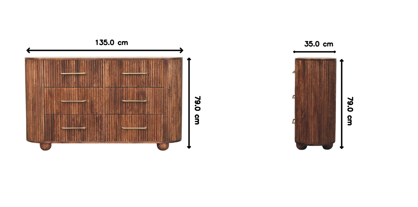 Ridgefront Chest - Roasted Almond, 6 Drawers, Brown